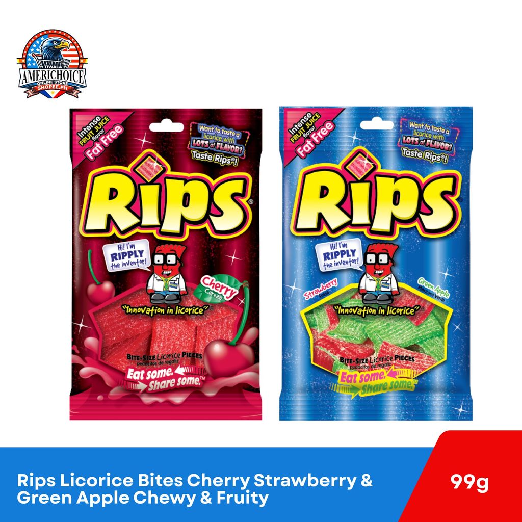 Rips Licorice Bites 99g USA Imported Cherry & Strawberry-Green Apple ...