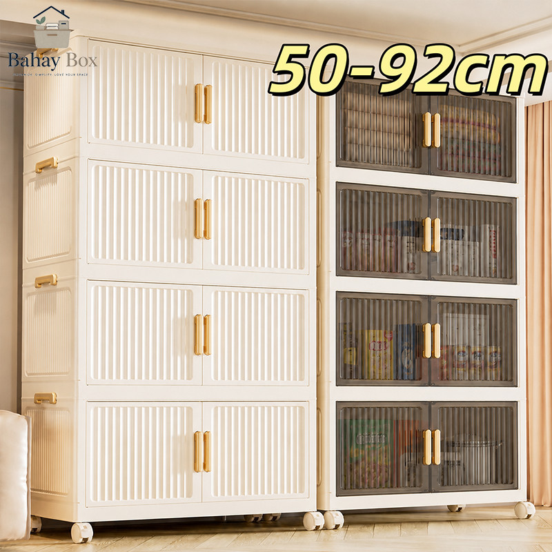 Bahay 50-92cm Foldable Storage Cabinet Plastic Drawer Wardrobe ...