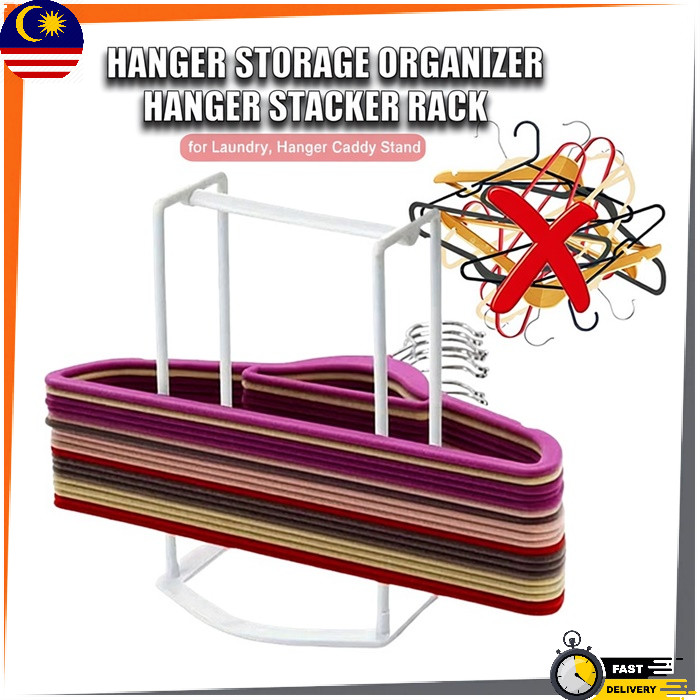 Hanger Storage Organizer Rack – Hanger Holder & Stacker for Laundry ...