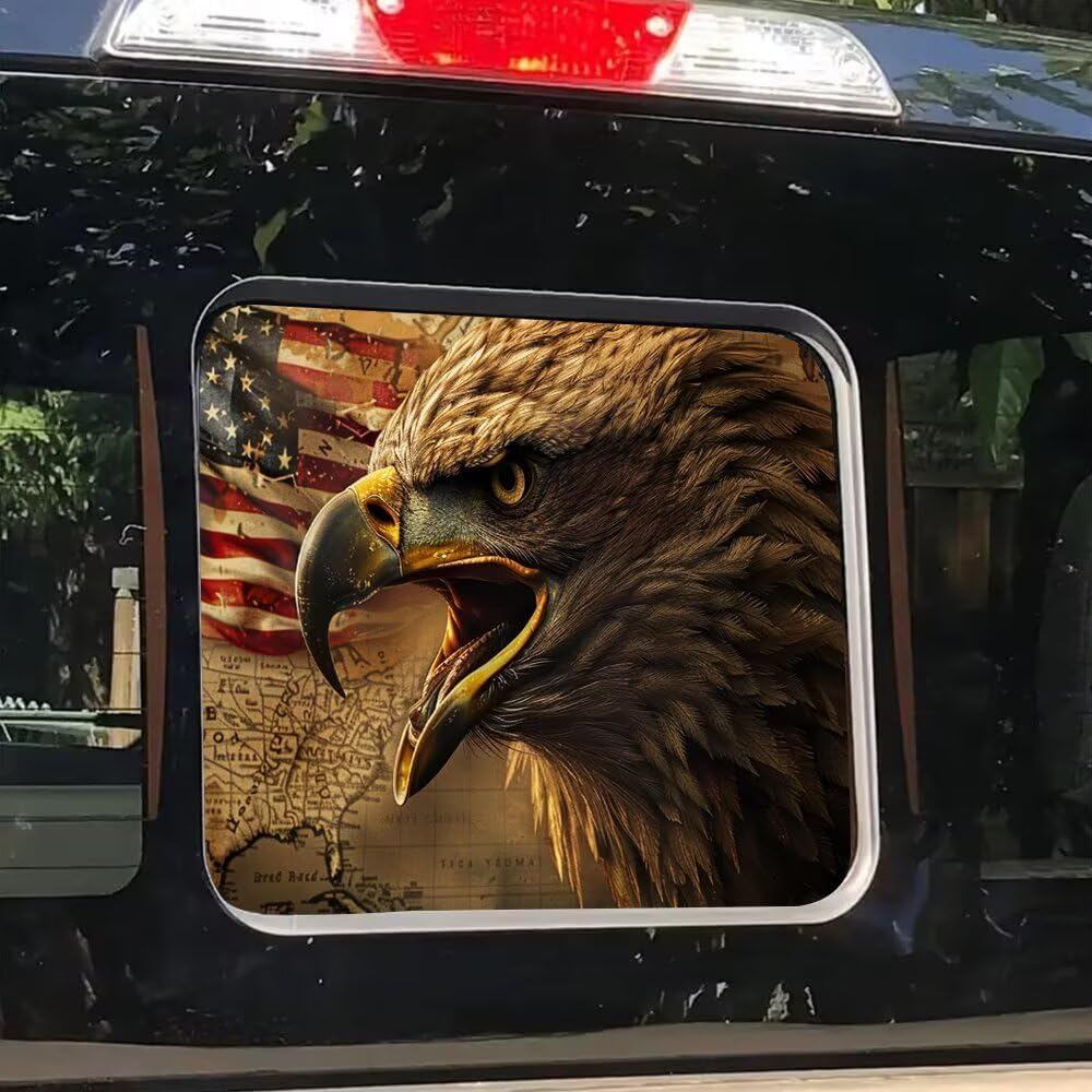 Bald Eagle Truck Back Sliding Window Decal, American Eagle Rear Middle ...