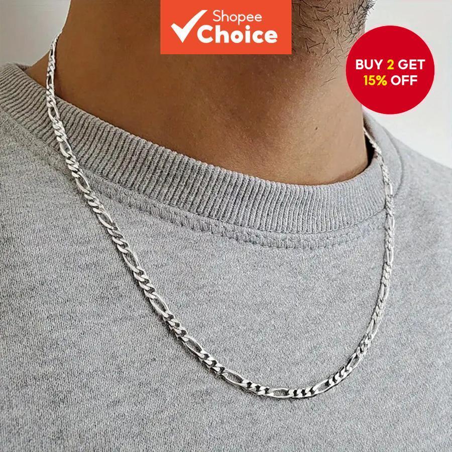 Fashionable Silver Chain Necklace for Men Women Alloy Hip Hop Jewelry ...
