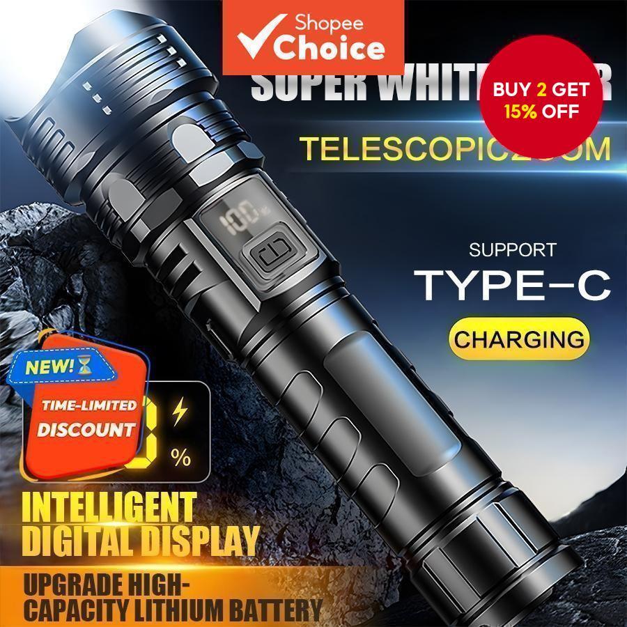 Long-Range Rechargeable Flashlight - Waterproof Multi-Function ...