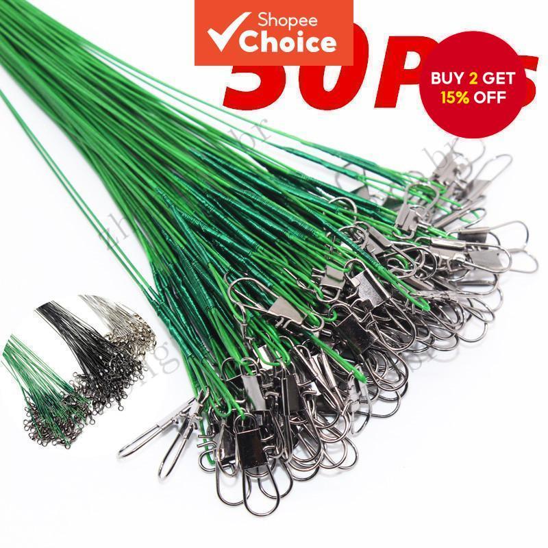 50 Pcs Steel Fishing Line Leader With Swivel Accessory Tackle, Can Be ...
