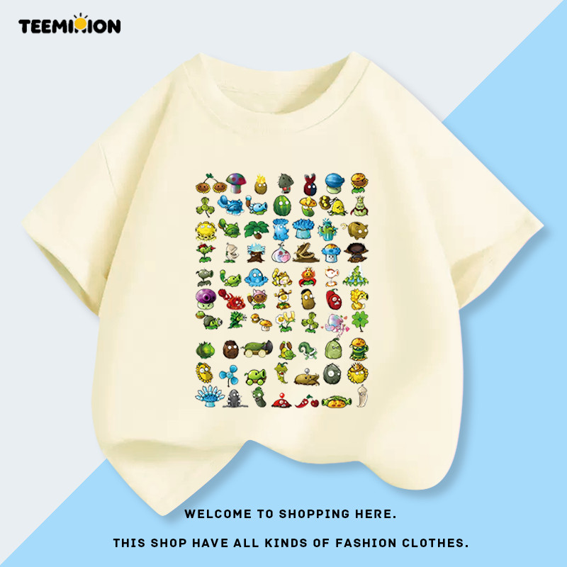 Plants vs Zombies Gaming Graphic Kids T-shirt,2026 New Cotton Short ...