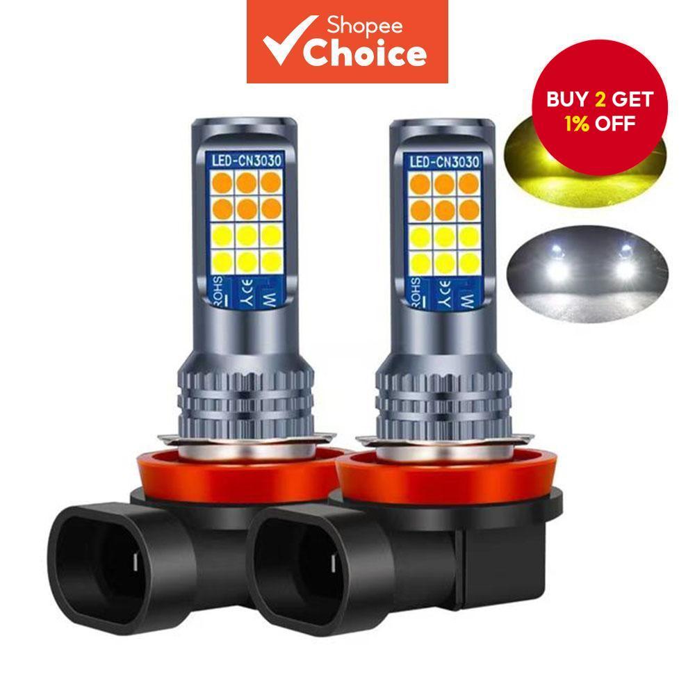TCYATO 2 piece Automotive LED Fog Lamp Dual color LED Bulb H11 Ultra 
