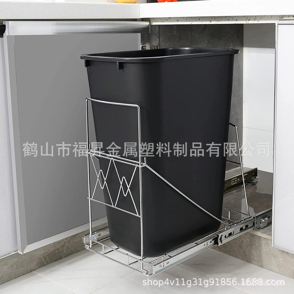 Adjustable Rolling Kitchen Trash Can Sliding Rack Sink Rack Cabinet ...