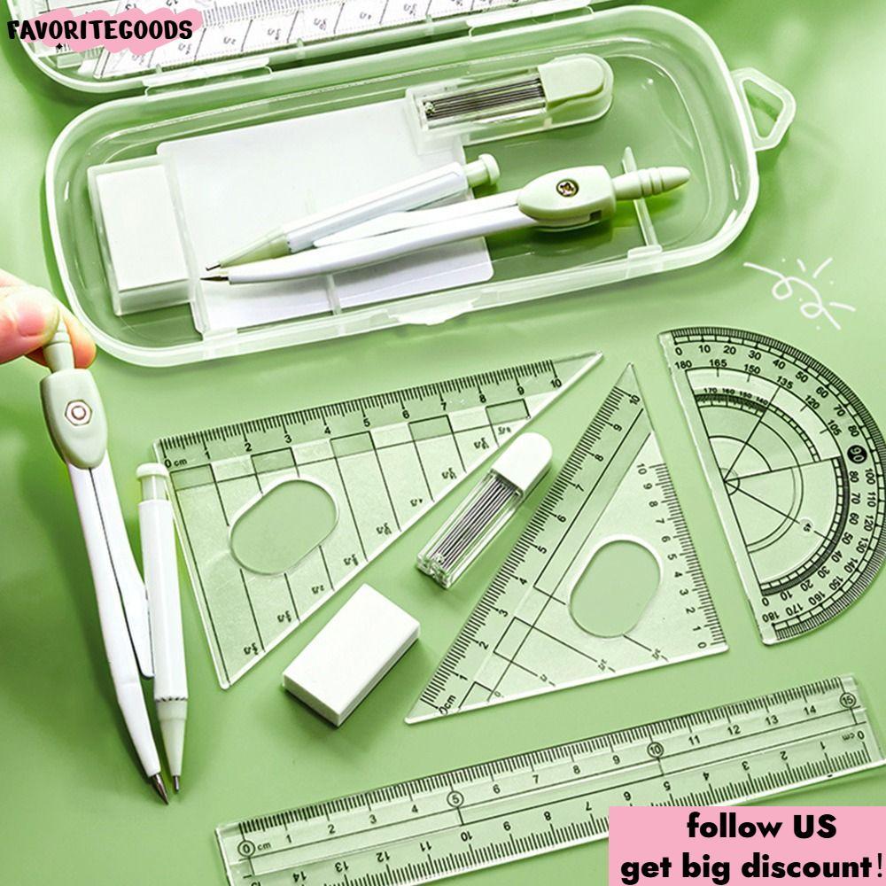 FAVORITEGOODS 8PCS/Set Ruler Compasses Set, Plastic Transparent ...