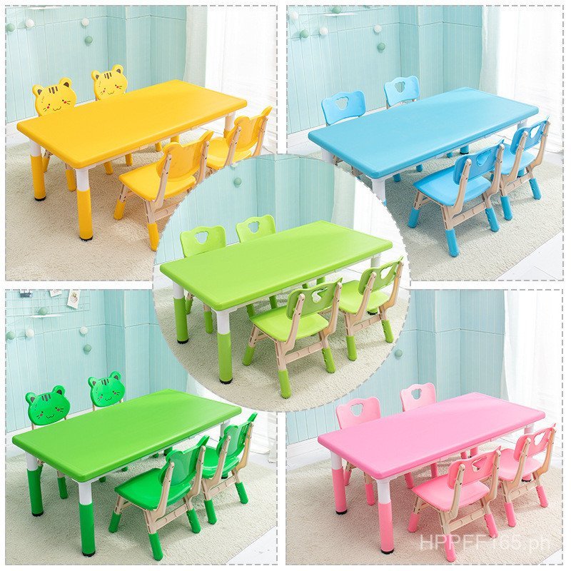 Dining Table Plastic Adjustable Height Table and Chair Kindergarten ...