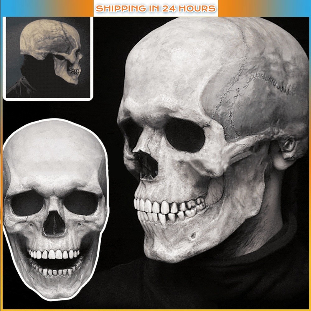 Moveable Jaws Halloween Mask Full Head Skull Mask Helmet Scary ...