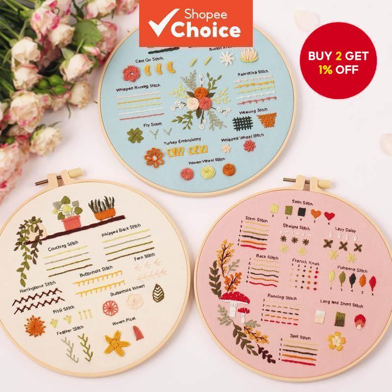 Embroidery Beginners Stitch Practice kit, 3 Embroidery Starter Kits ...