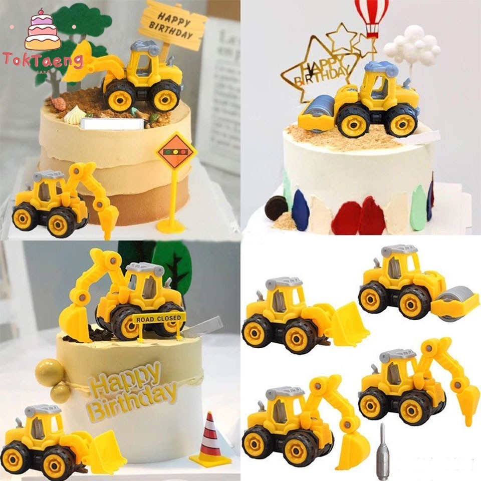 Construction Car Model Cake Loader Backhoe Truck Tractor Drilling ...