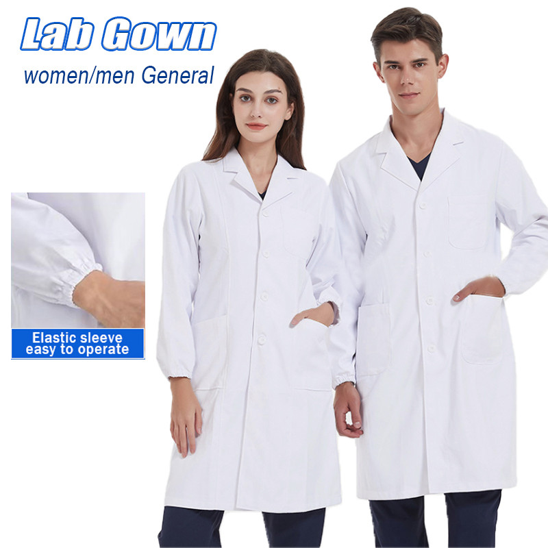 Women Men Lab Gown Long Sleeve Laboratory Gown For Students Lab Coat ...