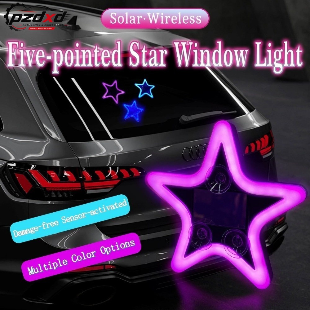 Solar Charging LED Car Window Lights Star-Shaped Glittering Mood Lights ...