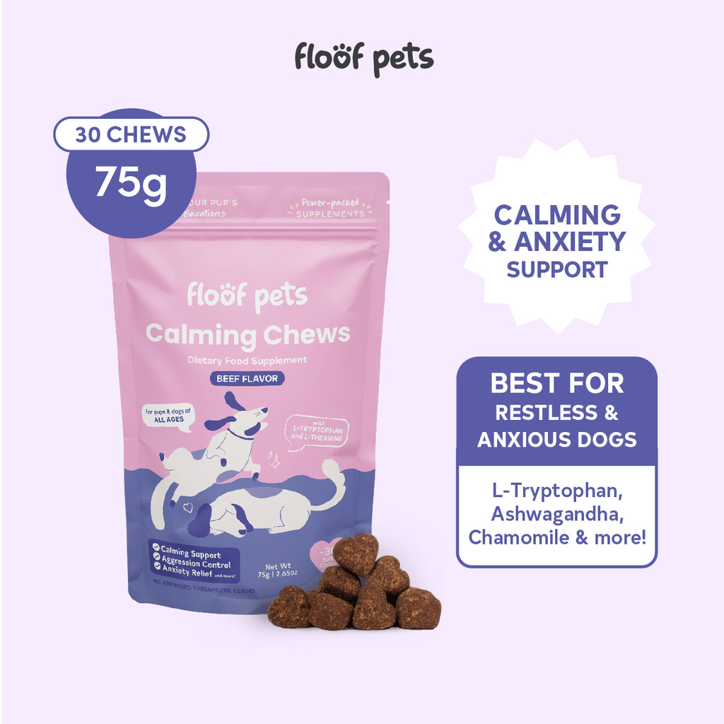 Floof Pets Dog Calming Bites 30 Chews (75g) Treat Snack Supplements for ...