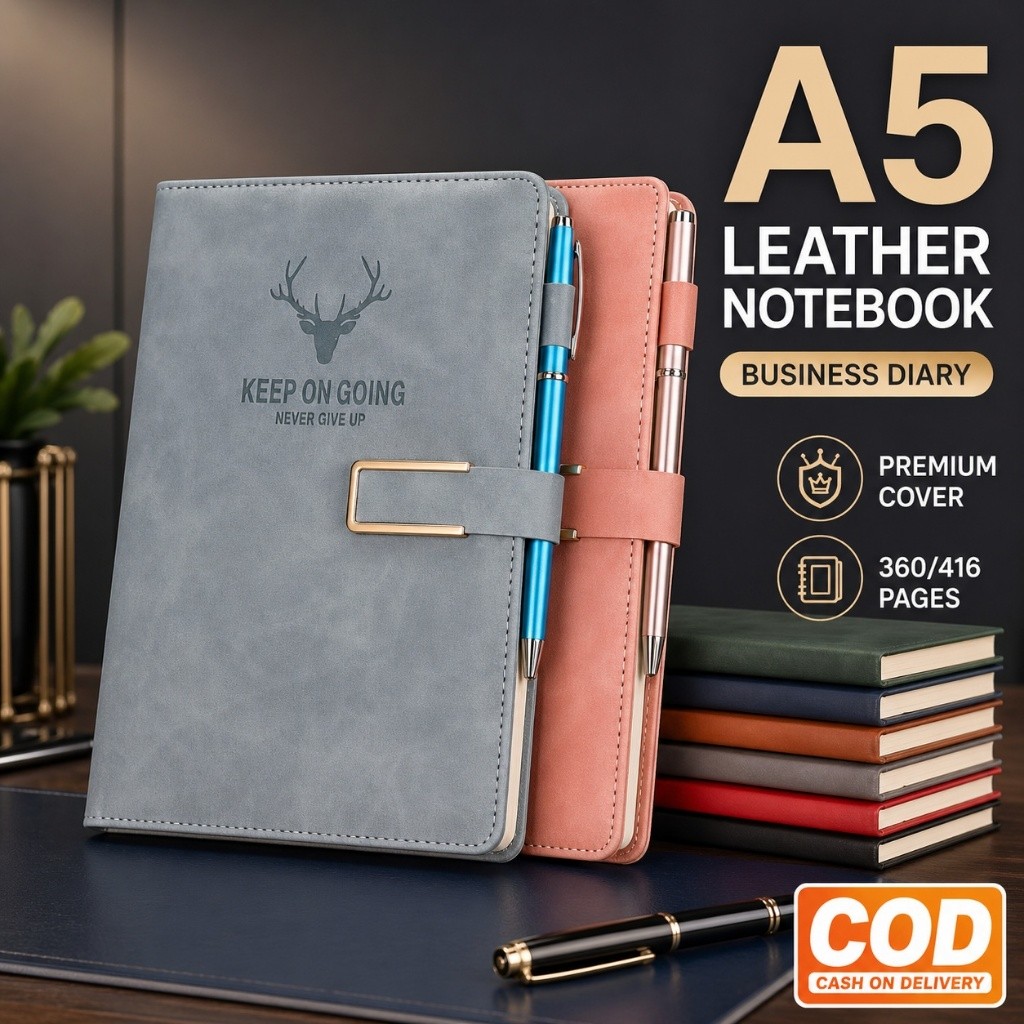 A5 360 Pages Faux leather notebook Thick Business stationary Sketchbook ...