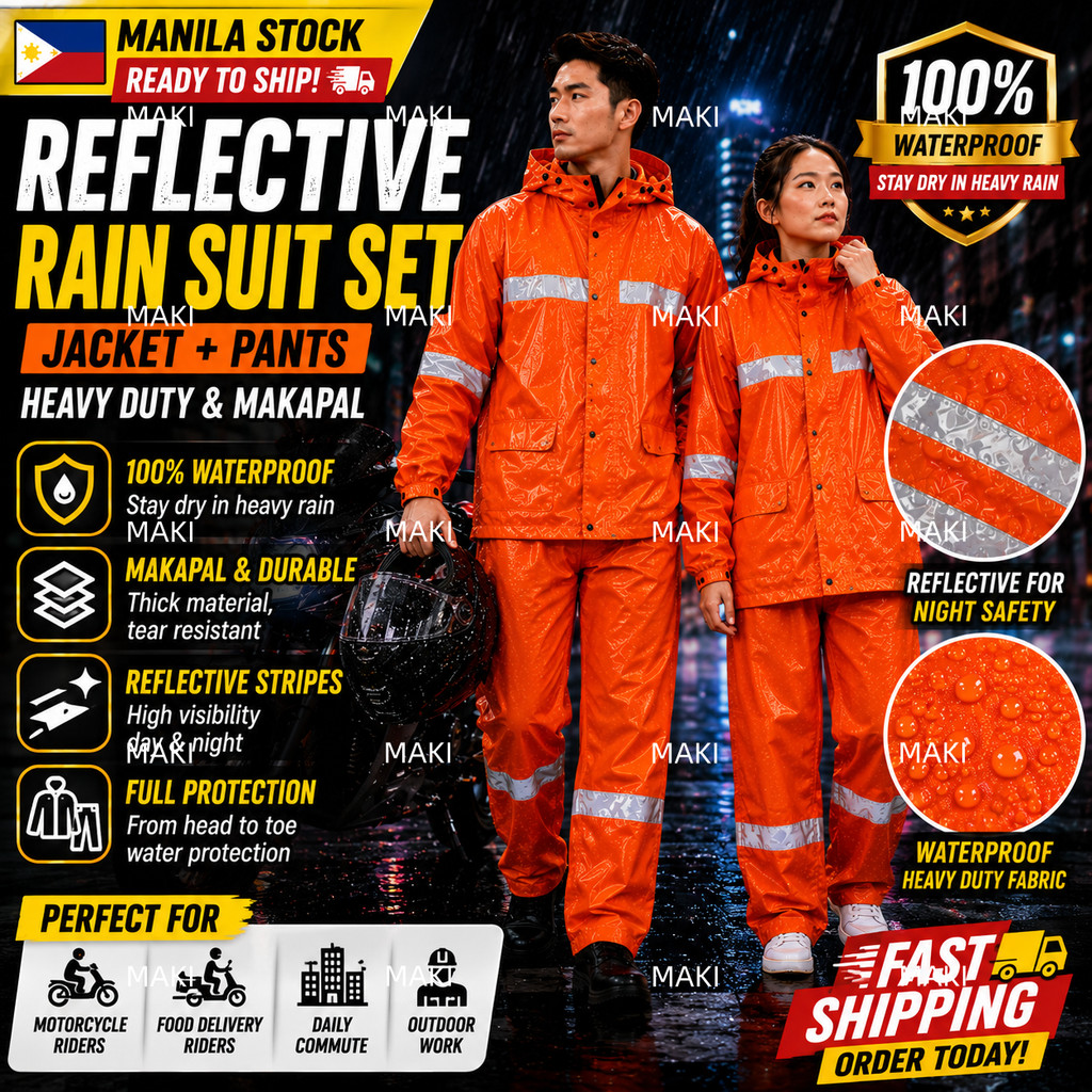 Heavy Duty Rain Suit Waterproof Reflective Kapote for Rider Motorcycle ...