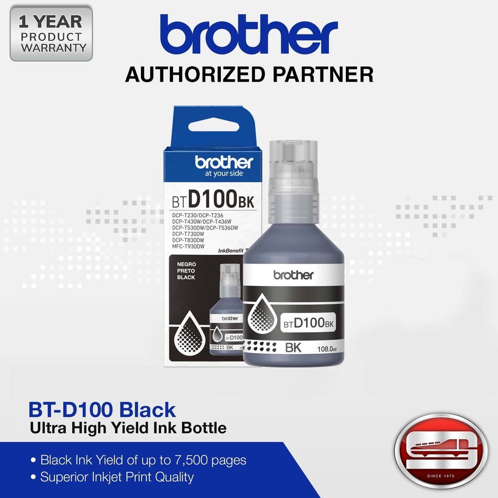 Brother BT-D100 CMYK Ultra High Yield Ink Bottle Set | Shopee Philippines