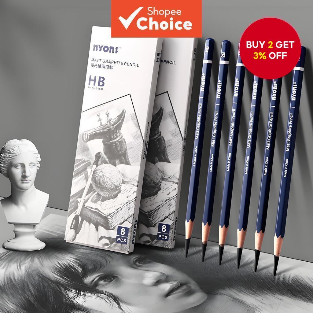 Matte Sketch Pencil Set HB 2B 4B 6B 8B 12B Artist Students Matt ...