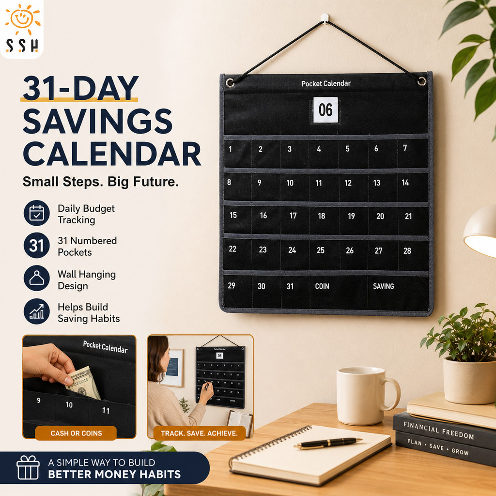Wall-Mounted Non-Woven Fabric Numbered Pocket Calendar with Pockets ...