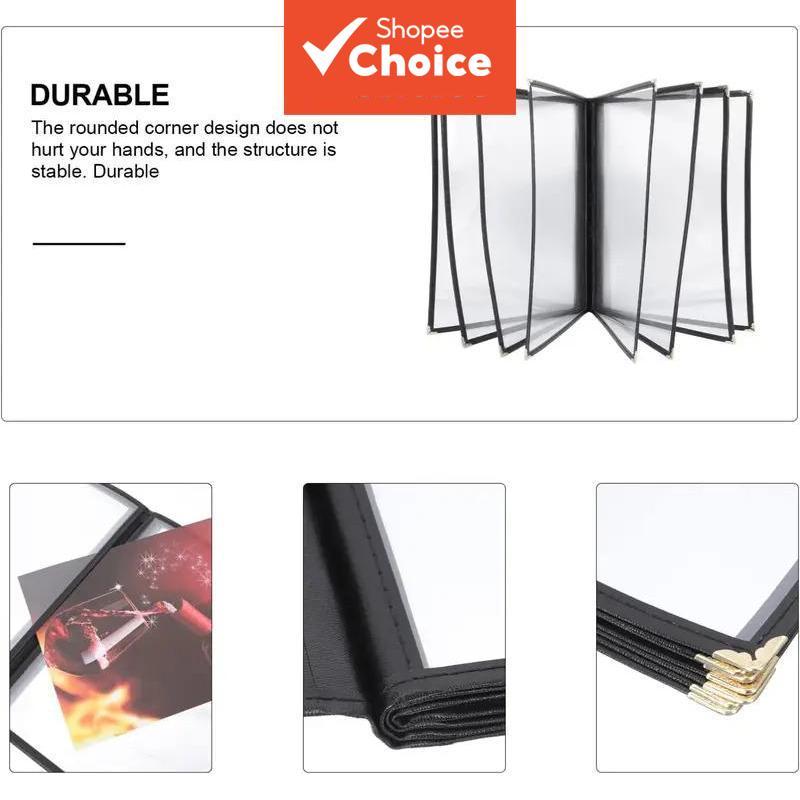 Transparent PVC Menu Book A4 Premium Leather Binding Clear Restaurant ...