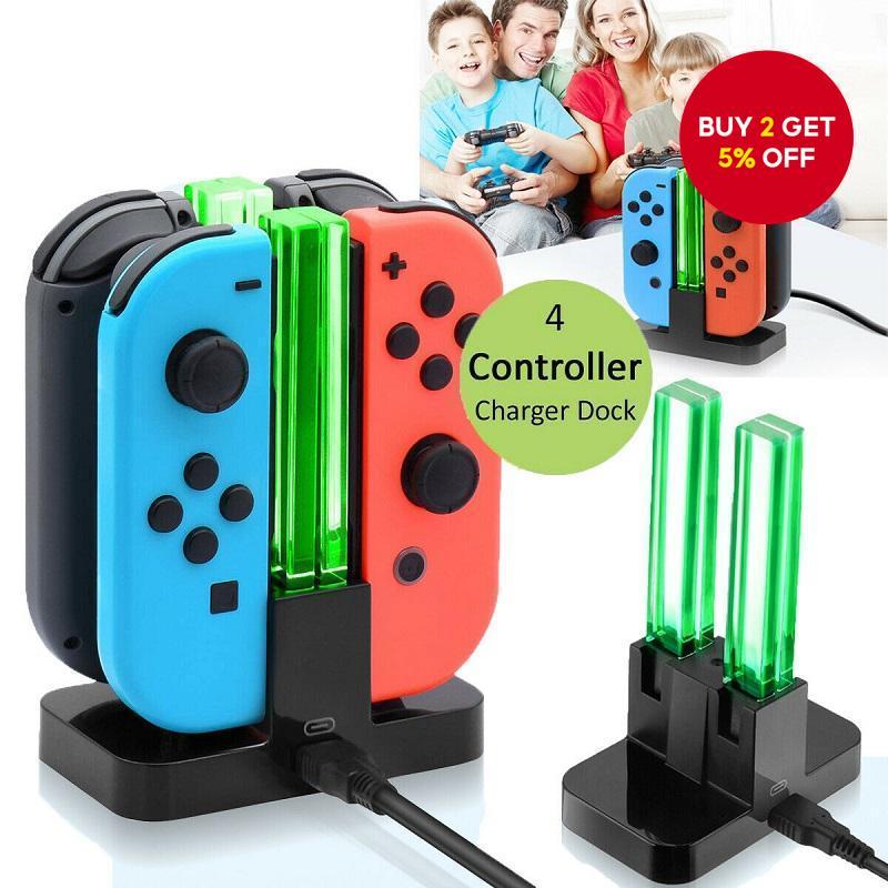 4 Controller Charger LED Indicator Charging Dock Station for Nitendo ...