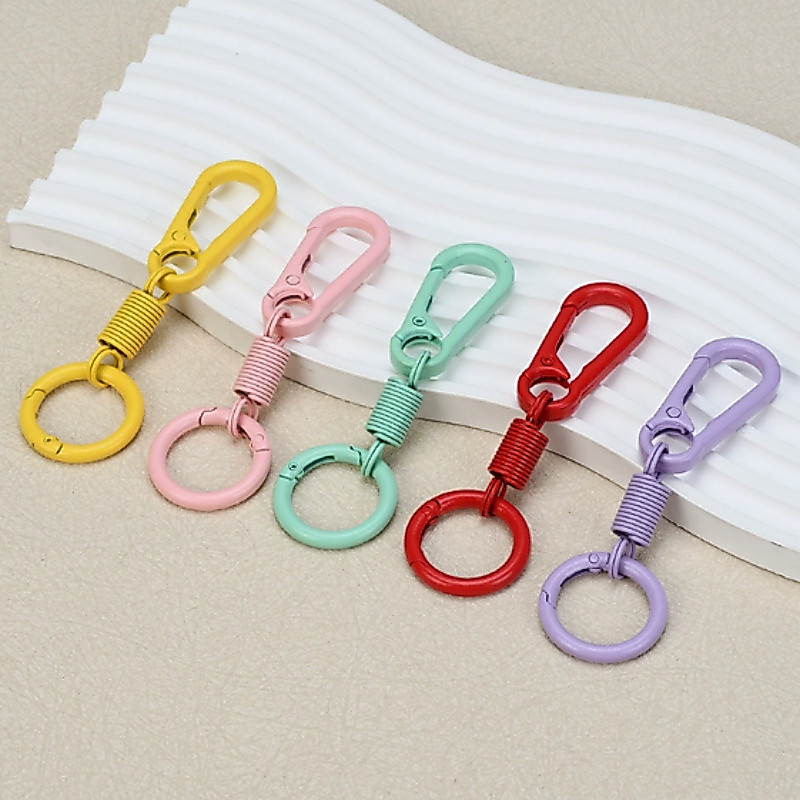 10PCS Assorted Color Spring Hook Key Ring DIY Jewelry Making Supplies ...