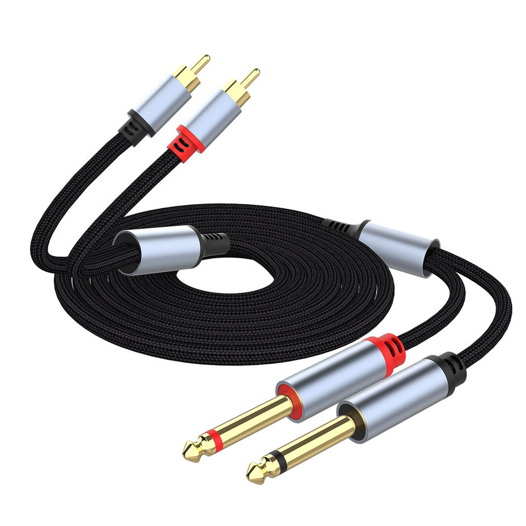 Dual 6.35mm Mono to Dual RCA Audio Cable, 1m/2m/3m, 1/4″ Male to 2 RCA ...