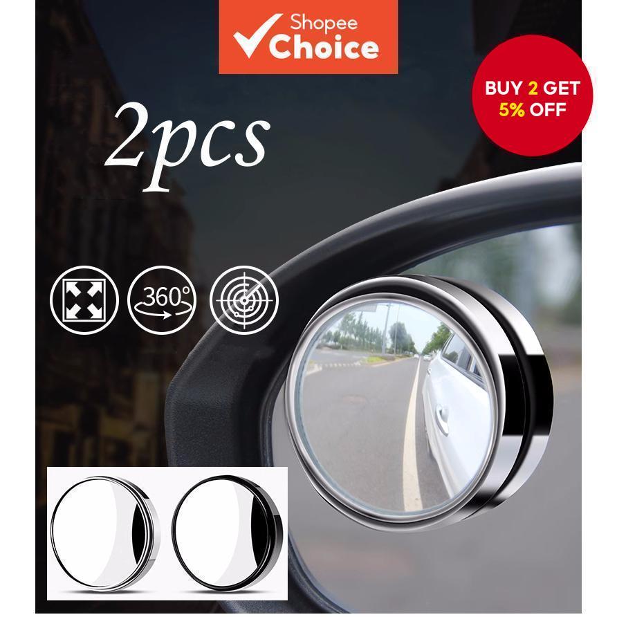 2pcs convex mounted auxiliary rear-view mirror 360 degree rotation wide ...