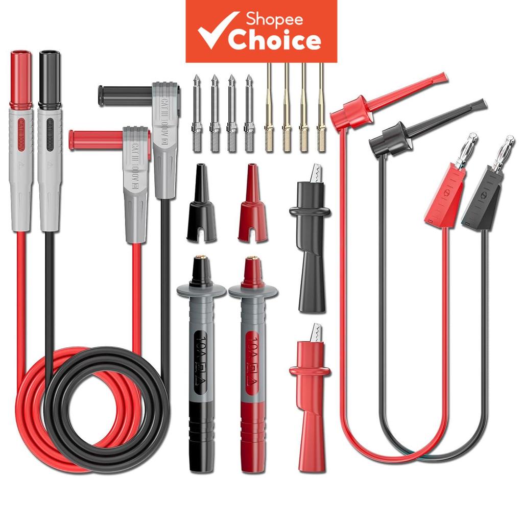 Multimeter Test Leads Kit with Alligator Clips Banana Plug to Test Hook ...