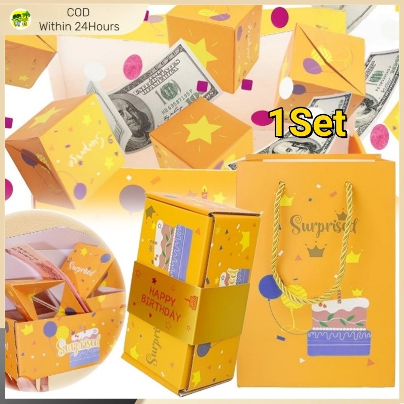 Money Surprise Bounce Box DIY Folding Paper Box Cash Explosion Gift ...