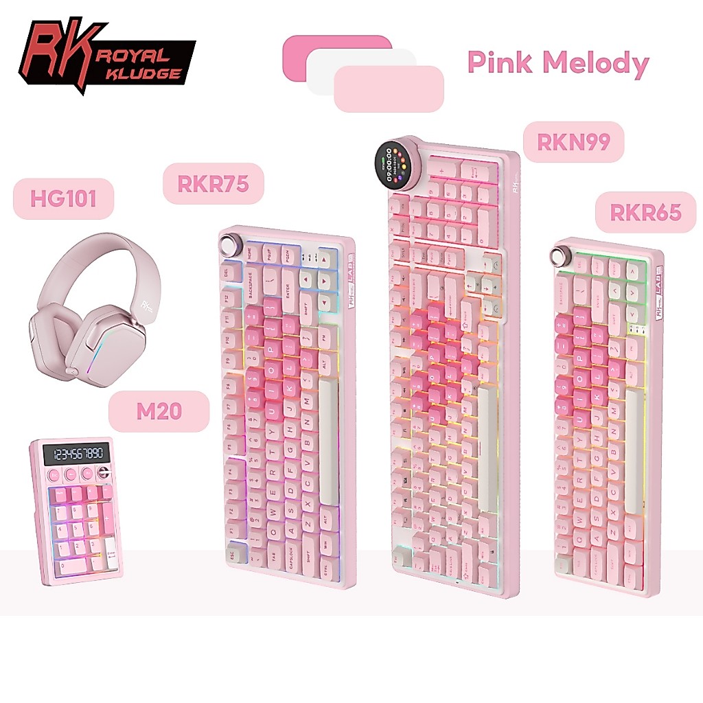 Royal Kludge RK R65 R75 N99 Pink Melody RGB Mechanical Keyboard With ...