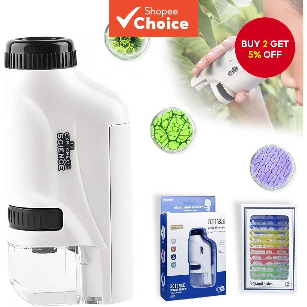 Mini Pocket Microscope 60-120x for Kid Laboratory Handheld Microscope ...