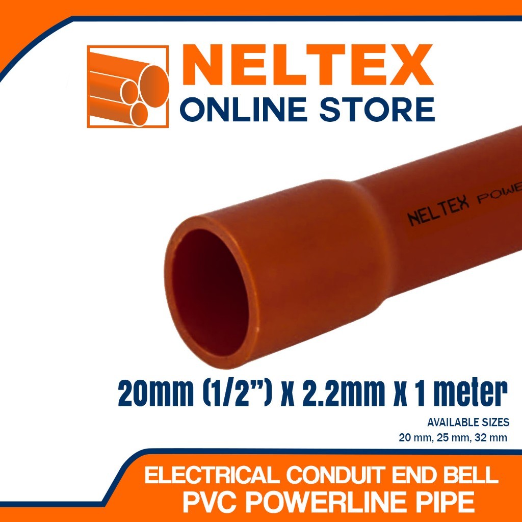 Neltex PVC Powerline Electrical Conduit Pipe Bell End 20mm x 1meter ...