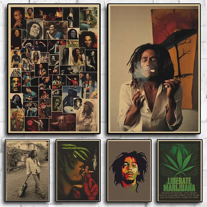 Bob Marley Vintage Singer Rock Reggae Art Frameless canvas poster ...
