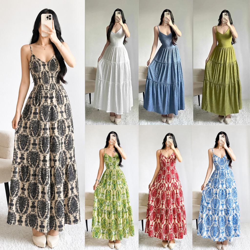 online_ph】IVA Fashion Women's Layered Flowy Sleeveless Plain long Dress ...