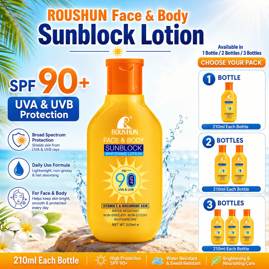 ROUSHUN SPF 90+ Face Body Sunblock Lotion Whitening Sunscreen Outdoor ...