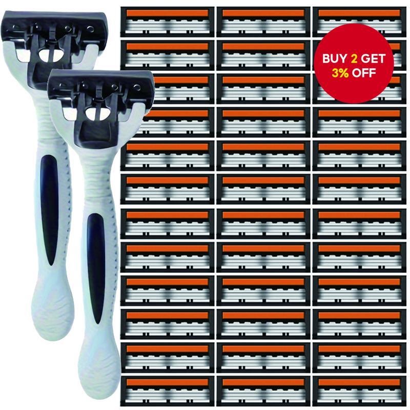 Razor Head Manual Shaver with A 3-layer Classic Three-edge Blade for ...