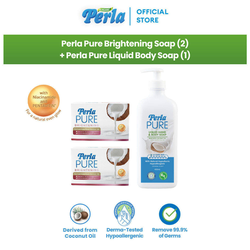 [Bundle] 2 Perla Pure Brightening Soap + Perla Pure Liquid Body Soap ...