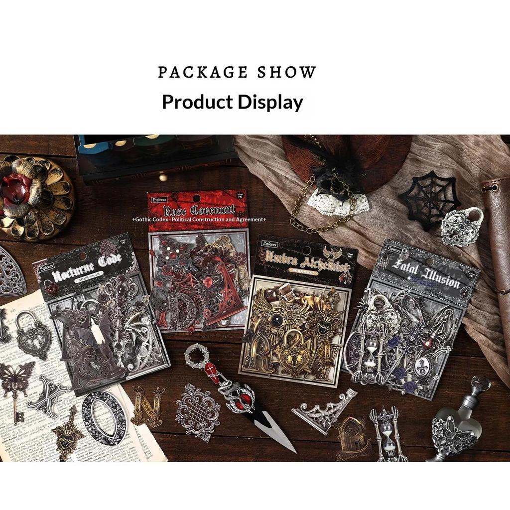 JIANWU Vintage Dark Gothic Relief Border Landscape Collage Scrapbooking ...