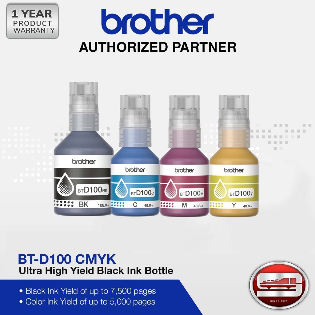 Brother BT-D100 CMYK Ultra High Yield Ink Bottle Set | Shopee Philippines