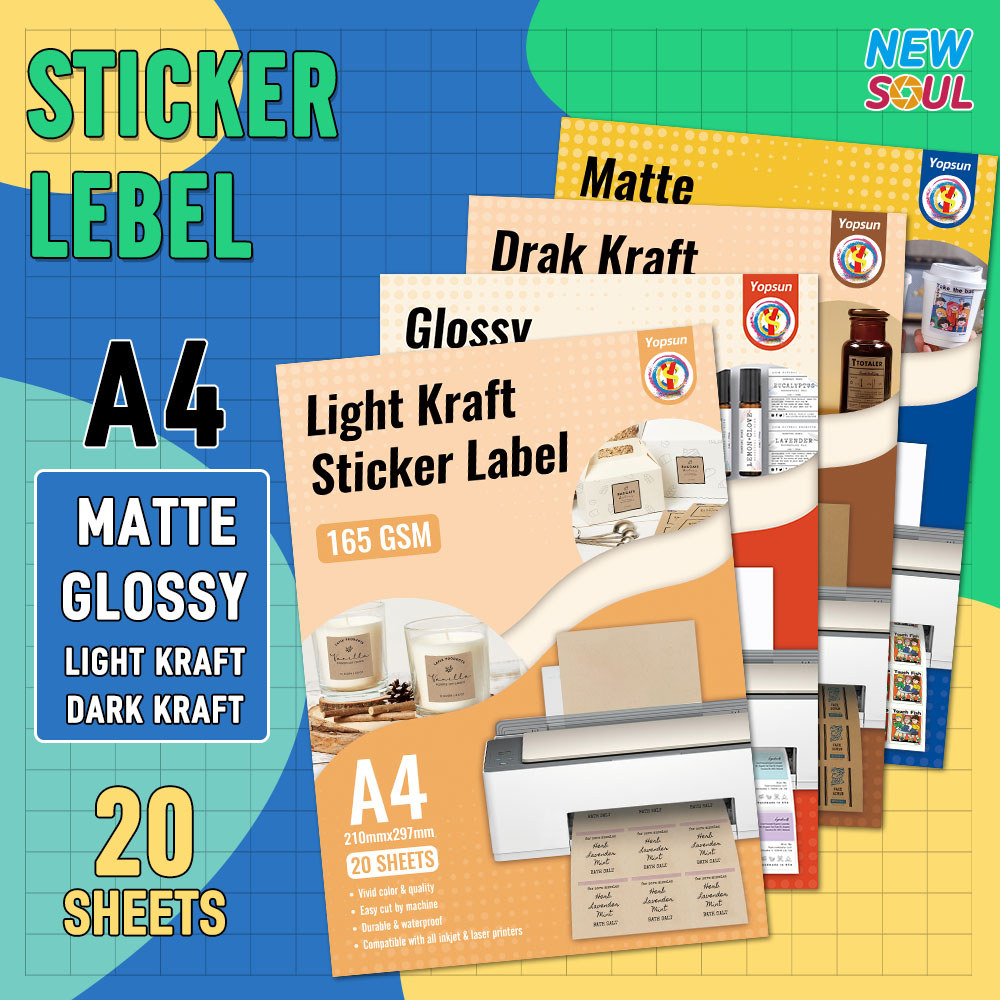 Yopsun Label Sticker A4 Glossy / Matte 165gsm Kraft Sticker Paper A4 ...