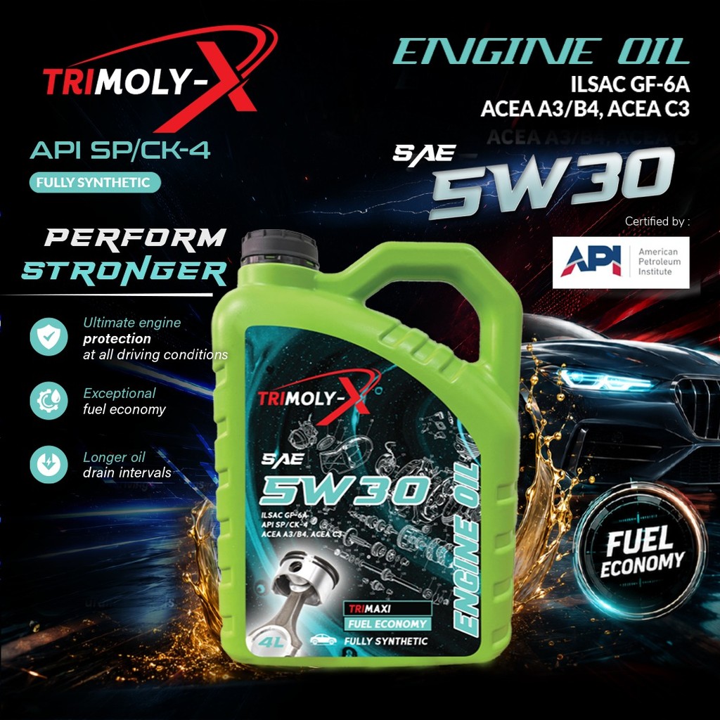 TRIMOLY-X TRIMOLYX 5W30 FULLY SYNTHETIC ENGINE OIL SP/CF 4L Car ...