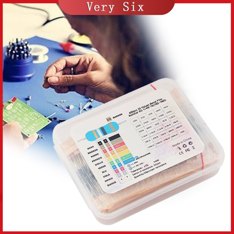 600Pcs 30 Values 1% Metal Film Resistor Kit 1/4W Resistor Assorted Kit ...