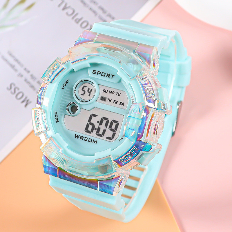 Digital Watches Life Waterproof Translucent Design Multifunction Alarm ...