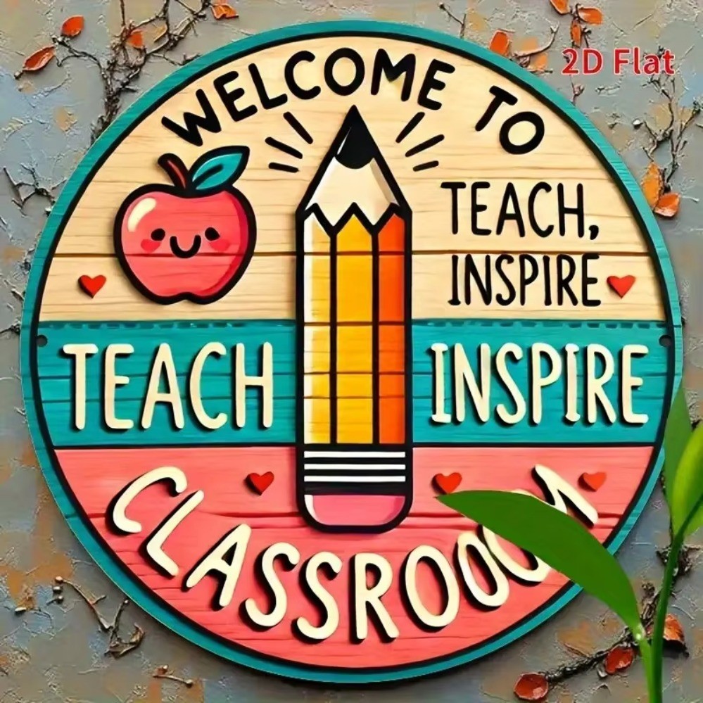 Classroom Welcome Sign Teacher Inspire Apple Pencil Design Restaurant ...
