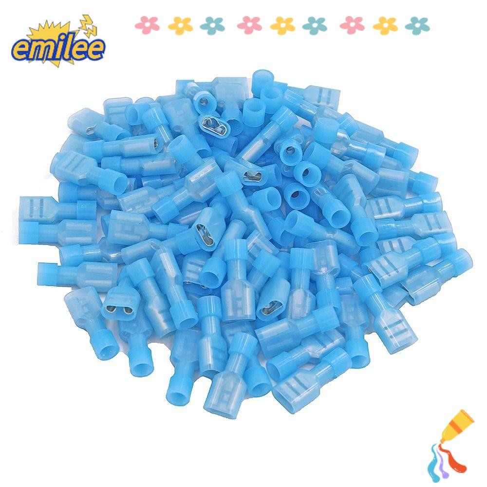 EMILEE 100Pcs Spade Wire Connectors, FMDFN2-250 Nylon Fully Insulated ...