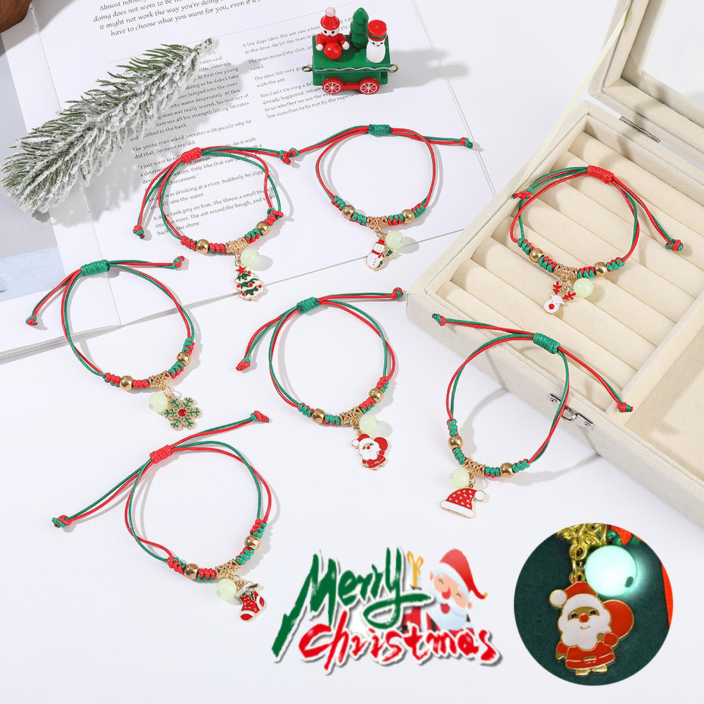 Luminous Santa Claus Bracelets Elk Snowman Christmas Tree Bangles ...