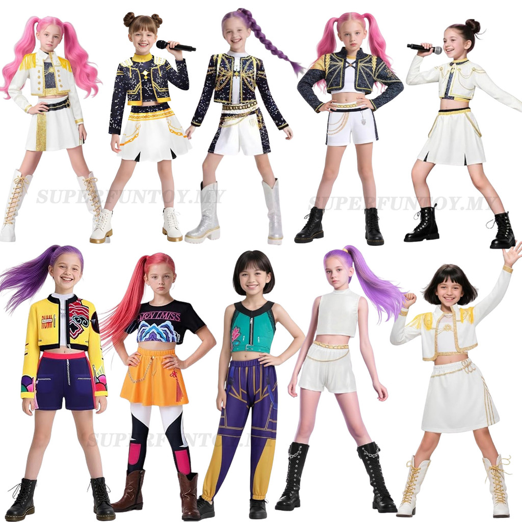 Rumi Kpop Demon Hunters Costume Kids K Pop Demons Hunters Costume, Rumii Zoeys Halloween Costume For Girls, Hunters Pop Singers Outfits Dress Up For Stage Role Play Kpop Demon Hunters Costume Rumi