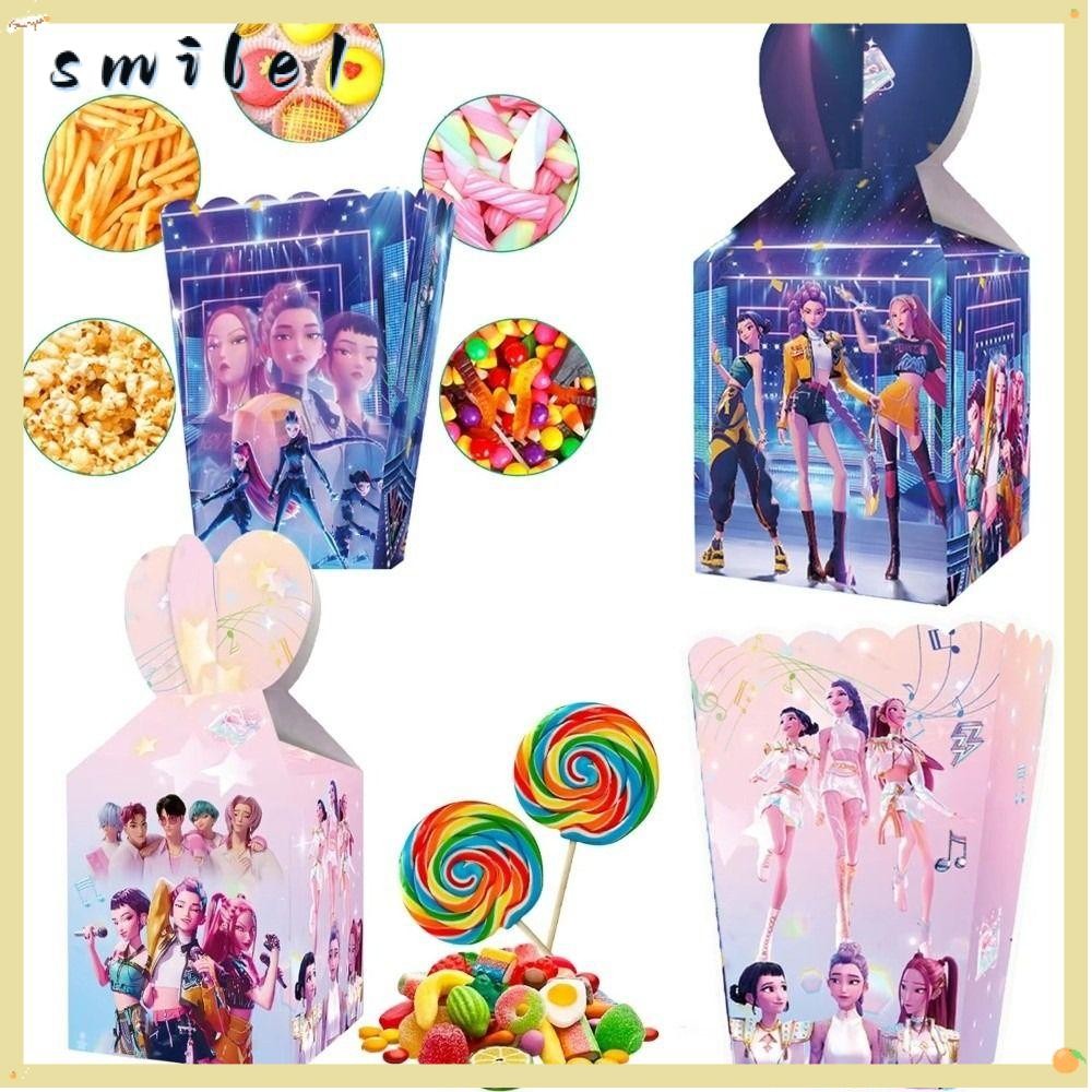 SMILE 12pcs KPop Demon Hunters Popcorn Box, Multi-Compartment Cardboard ...