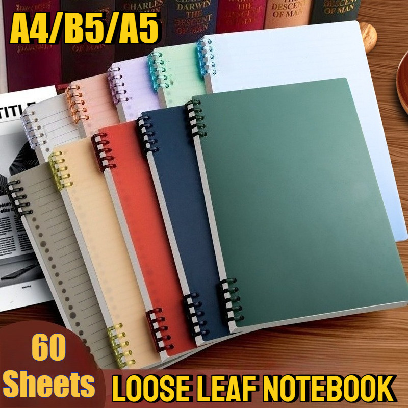 A4/A5/B5 Loose Leaf Notebook Plastic Ring Binder Notepad Spiral ...